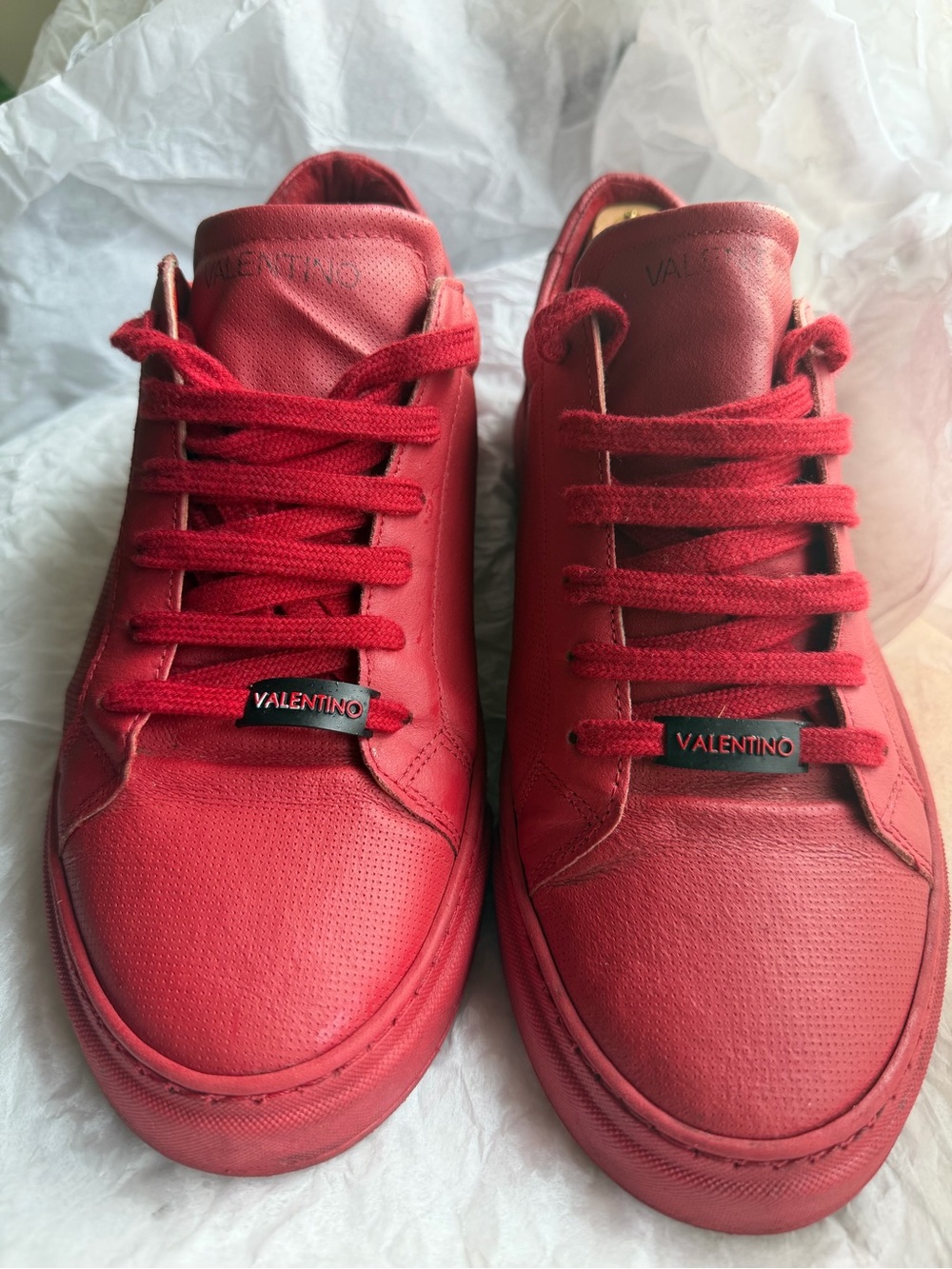 Valentino Men’s Red Leather Low-Top Sneakers